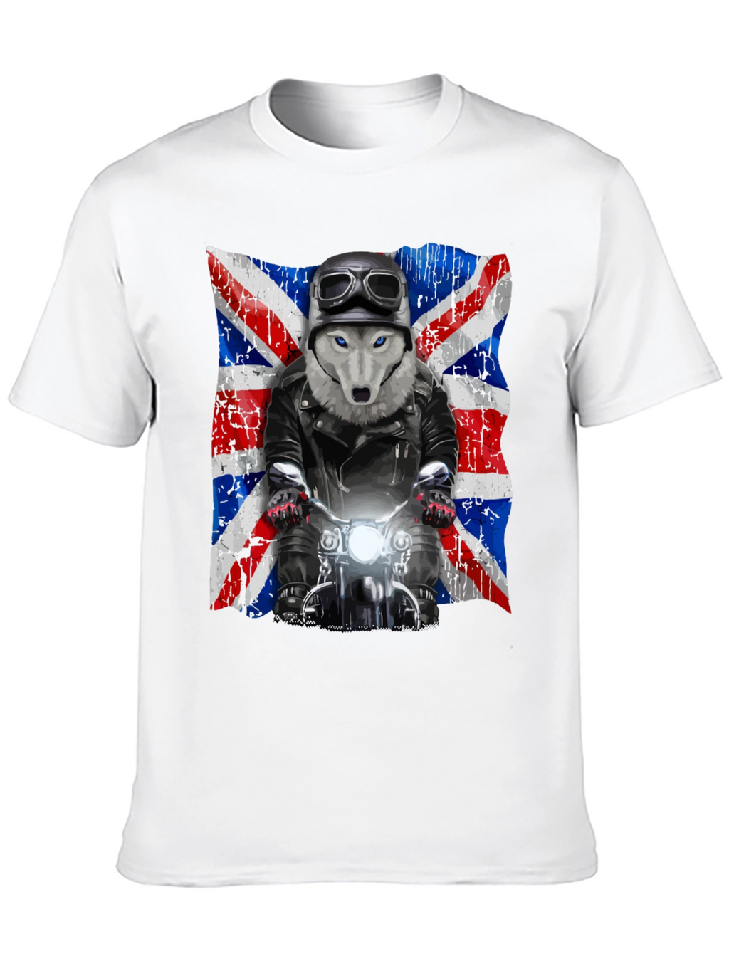 Wolf Biker Union Jack Graphic T-Shirt