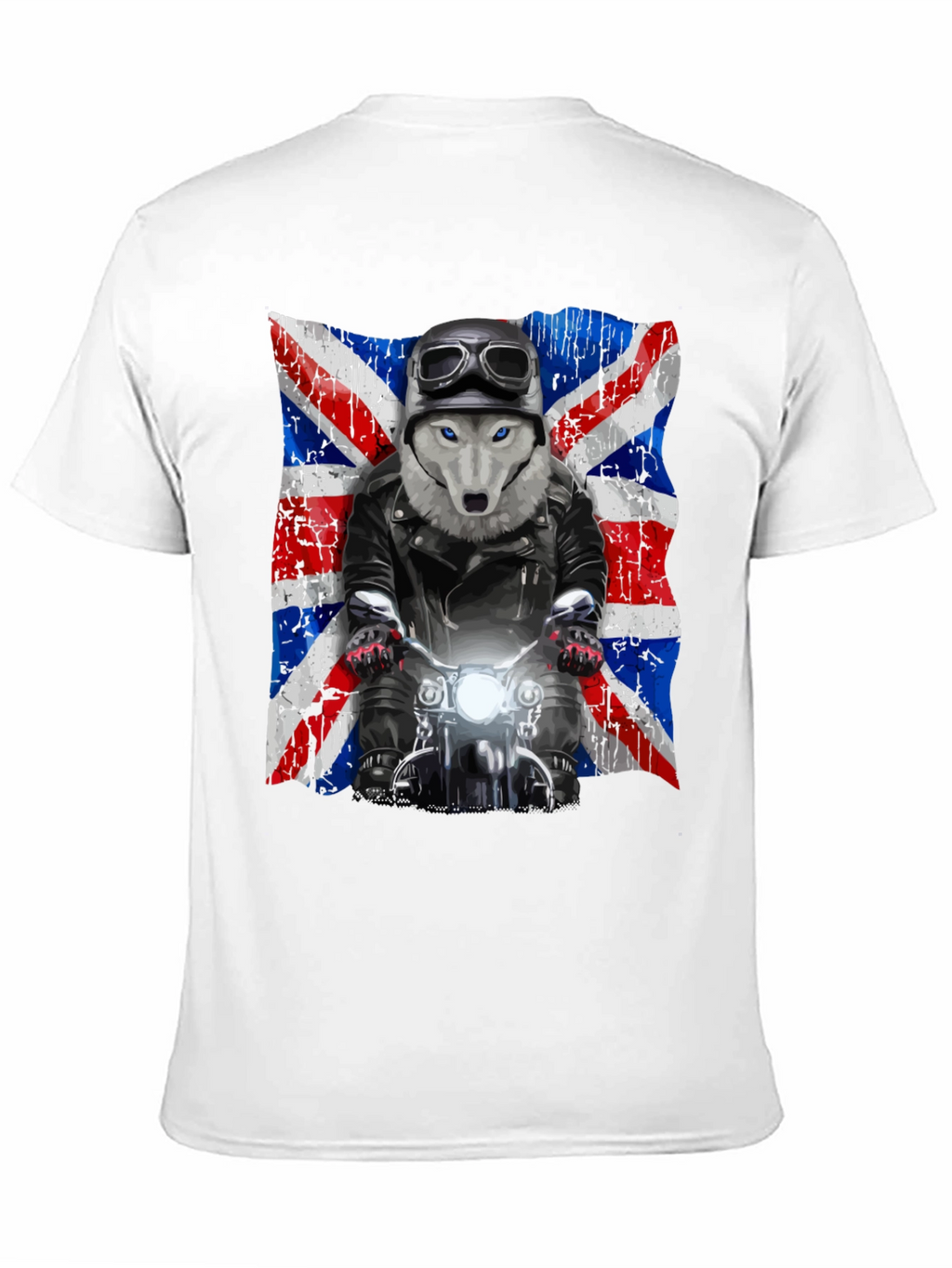 Wolf Biker Union Jack Graphic T-Shirt