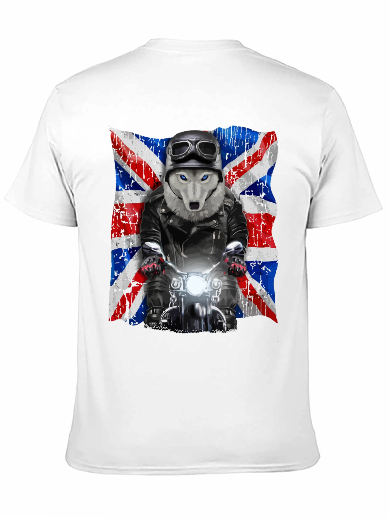Wolf Biker Union Jack Graphic T-Shirt