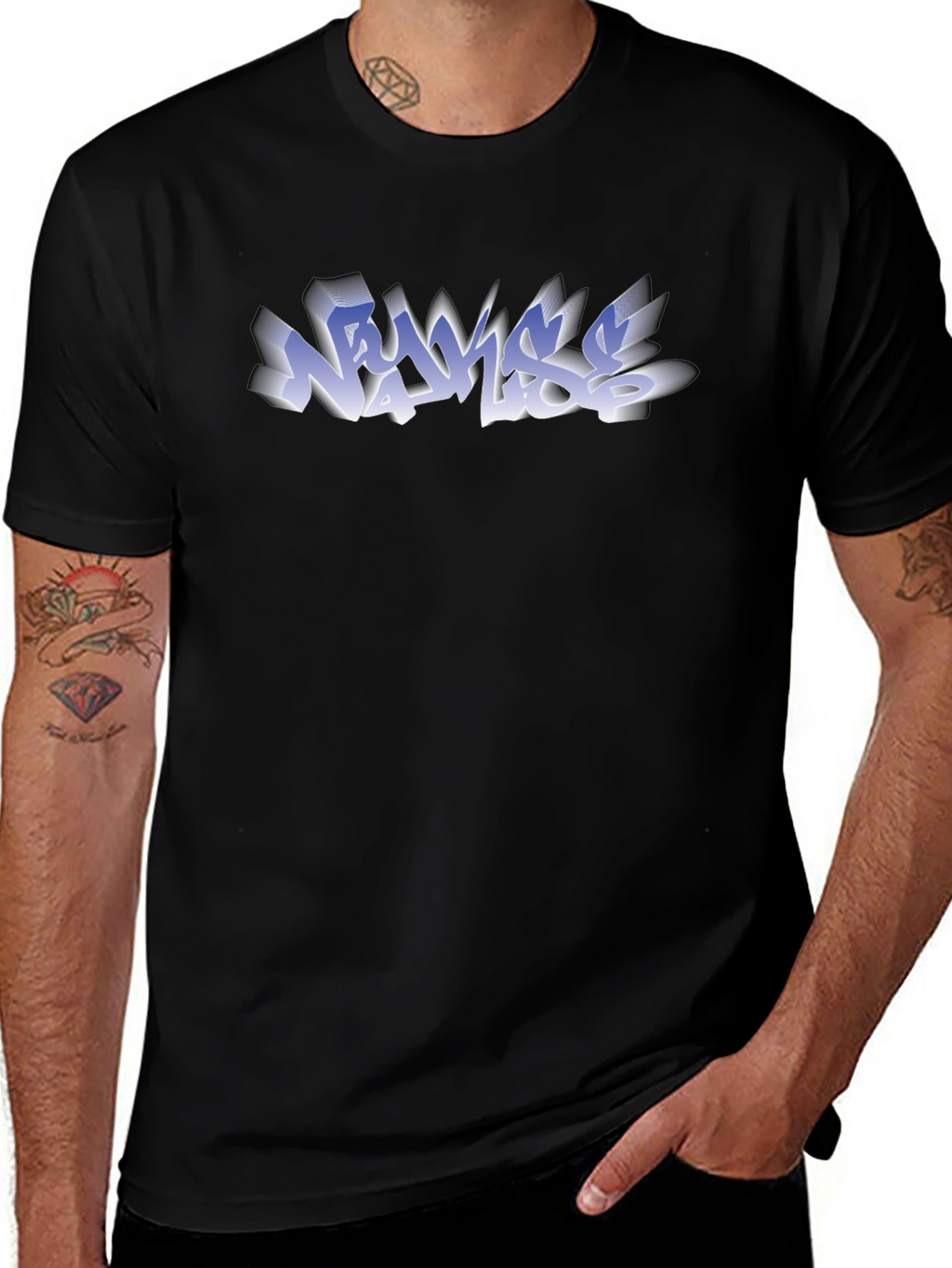 Graffiti Style Graphic T-Shirt - Black
