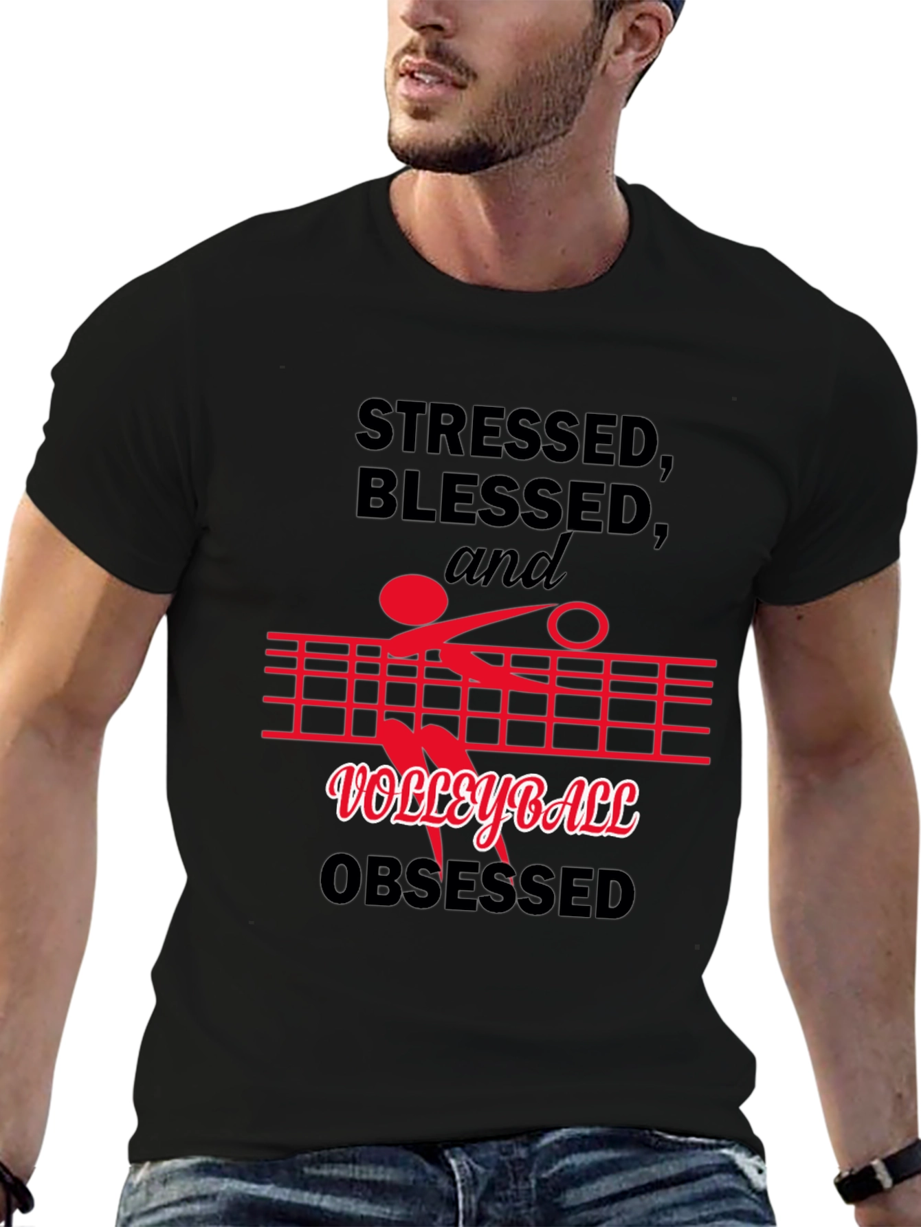 Stressed Blessed Volleyball Obsessed Graphic Tee