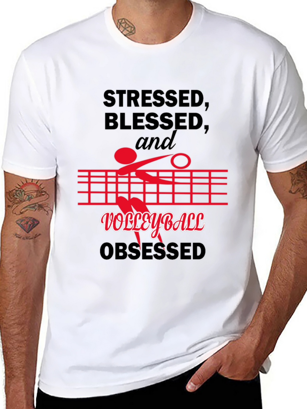 Stressed Blessed Volleyball Obsessed Graphic Tee