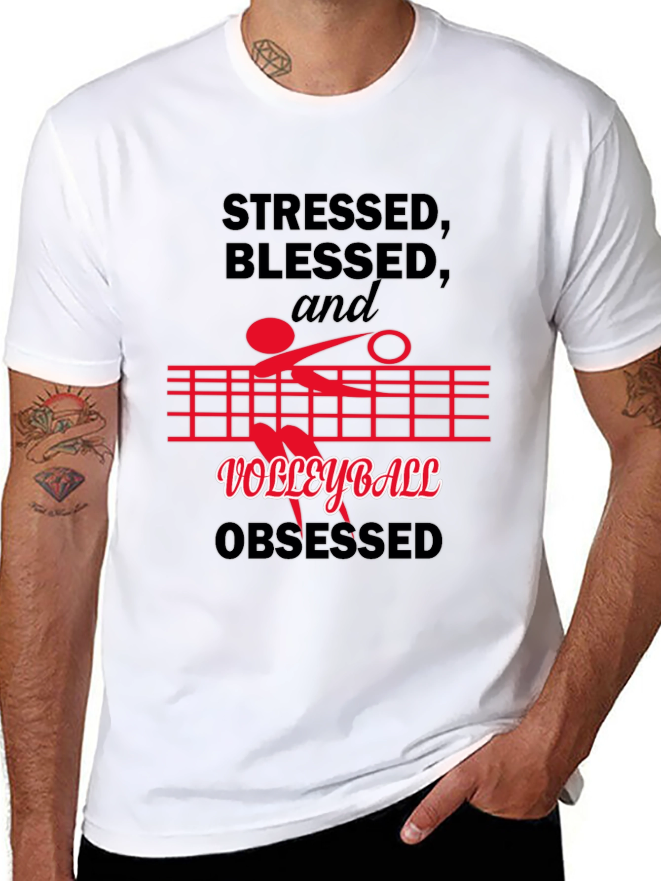Stressed Blessed Volleyball Obsessed Graphic Tee