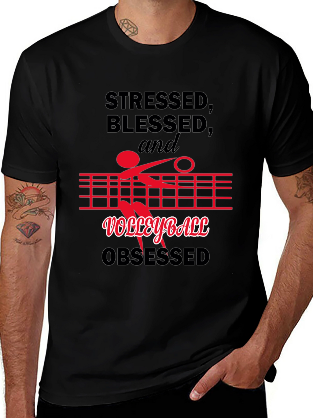 Stressed Blessed Volleyball Obsessed Graphic Tee