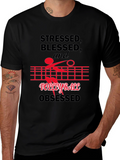 Stressed Blessed Volleyball Obsessed Graphic Tee