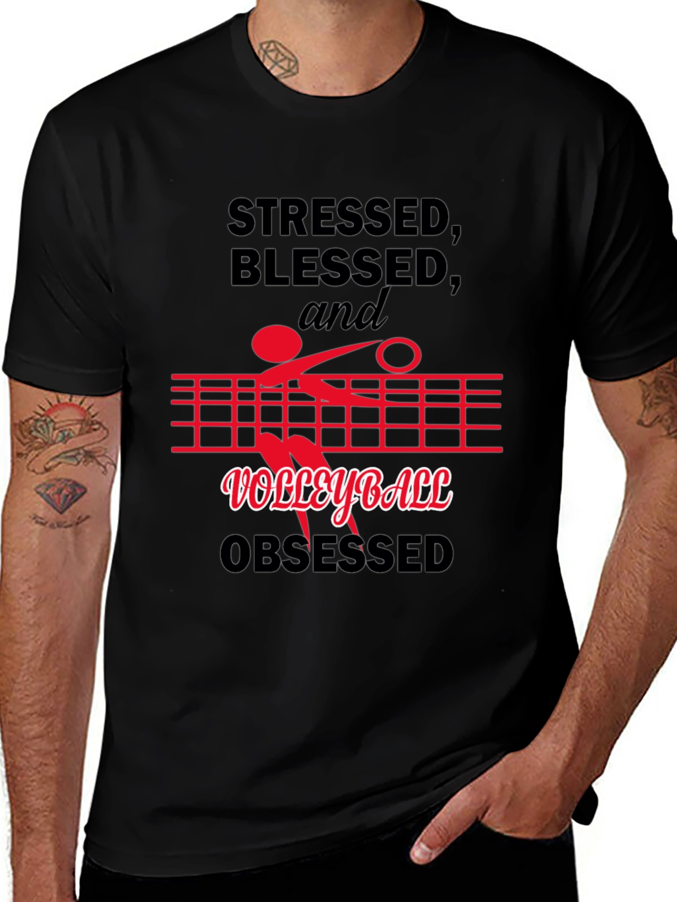 Stressed Blessed Volleyball Obsessed Graphic Tee