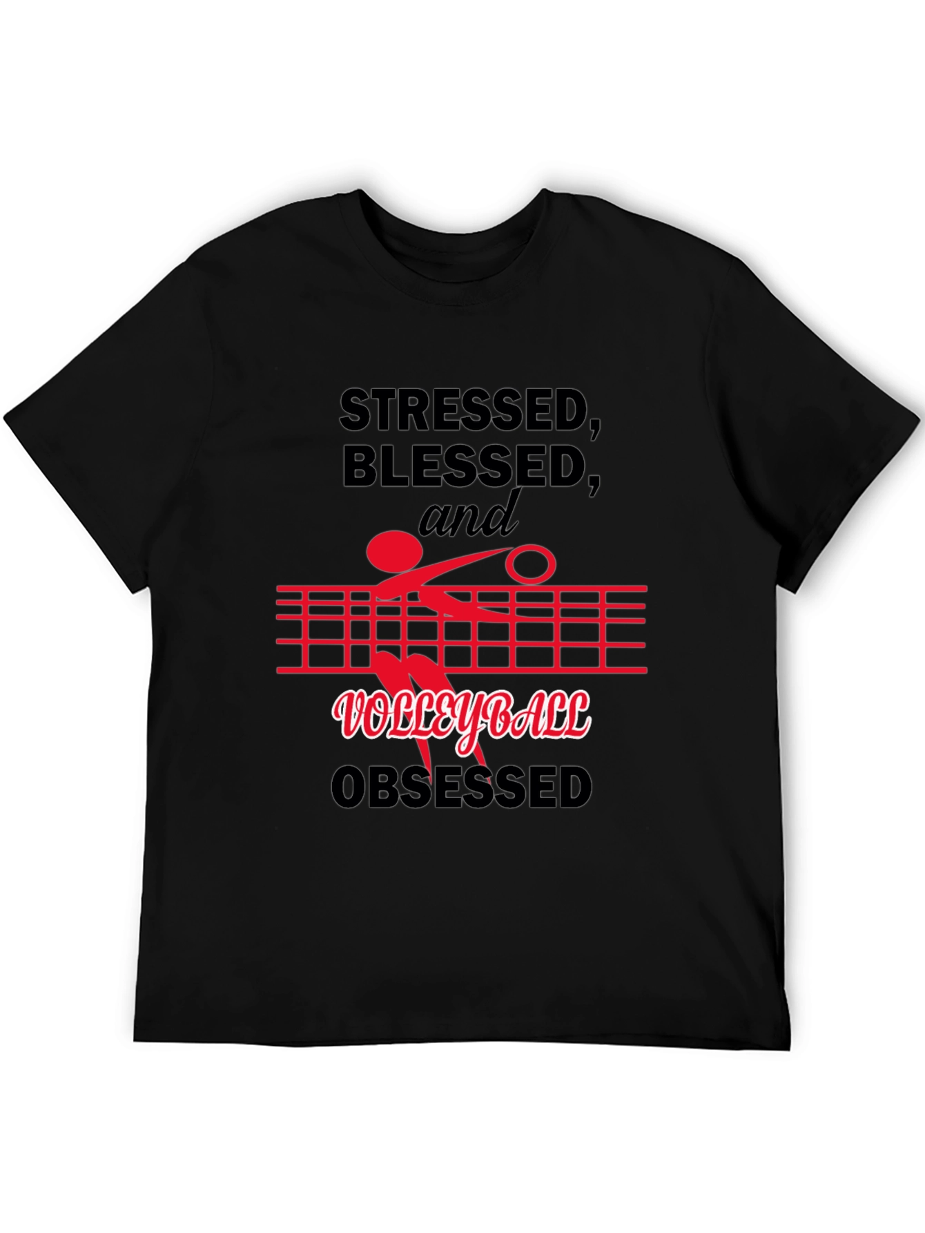 Stressed Blessed Volleyball Obsessed Graphic Tee