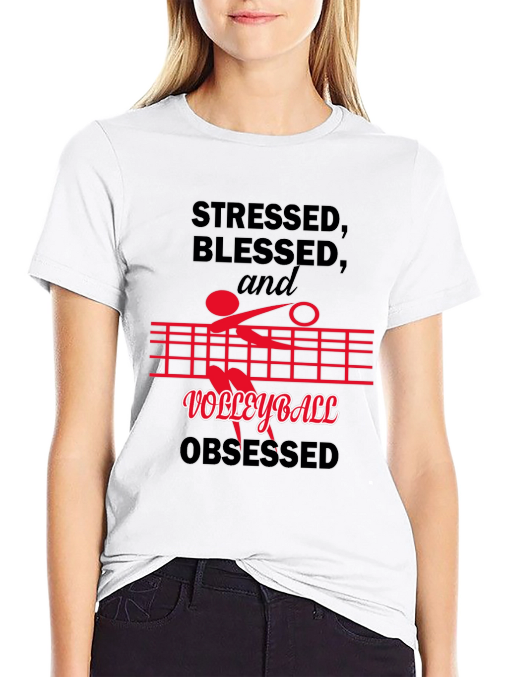 Stressed Blessed Volleyball Obsessed Graphic Tee