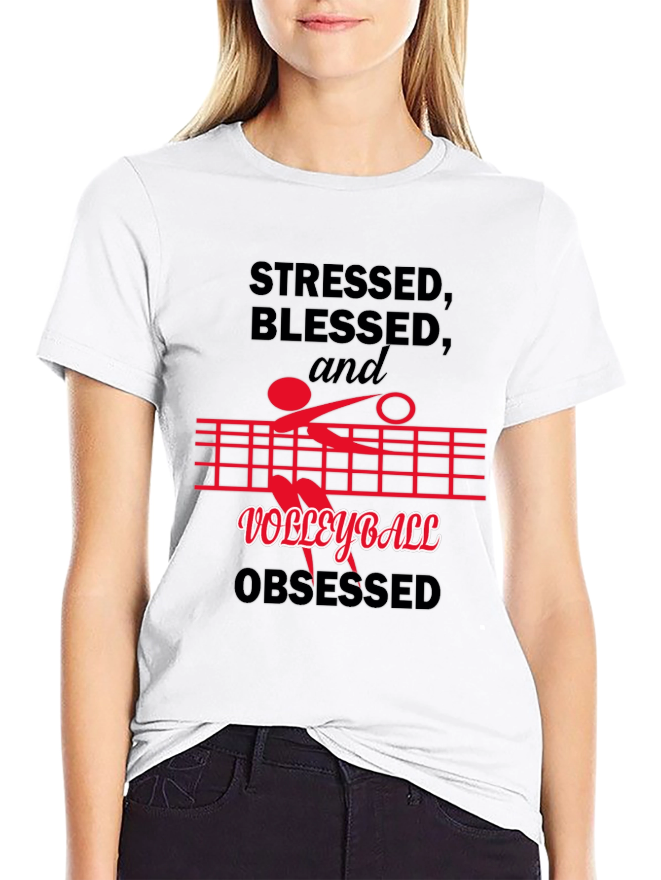 Stressed Blessed Volleyball Obsessed Graphic Tee