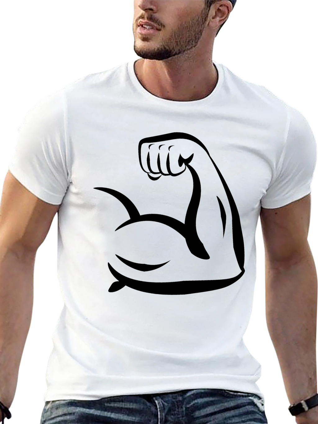Muscle Arm Graphic Black T-Shirt