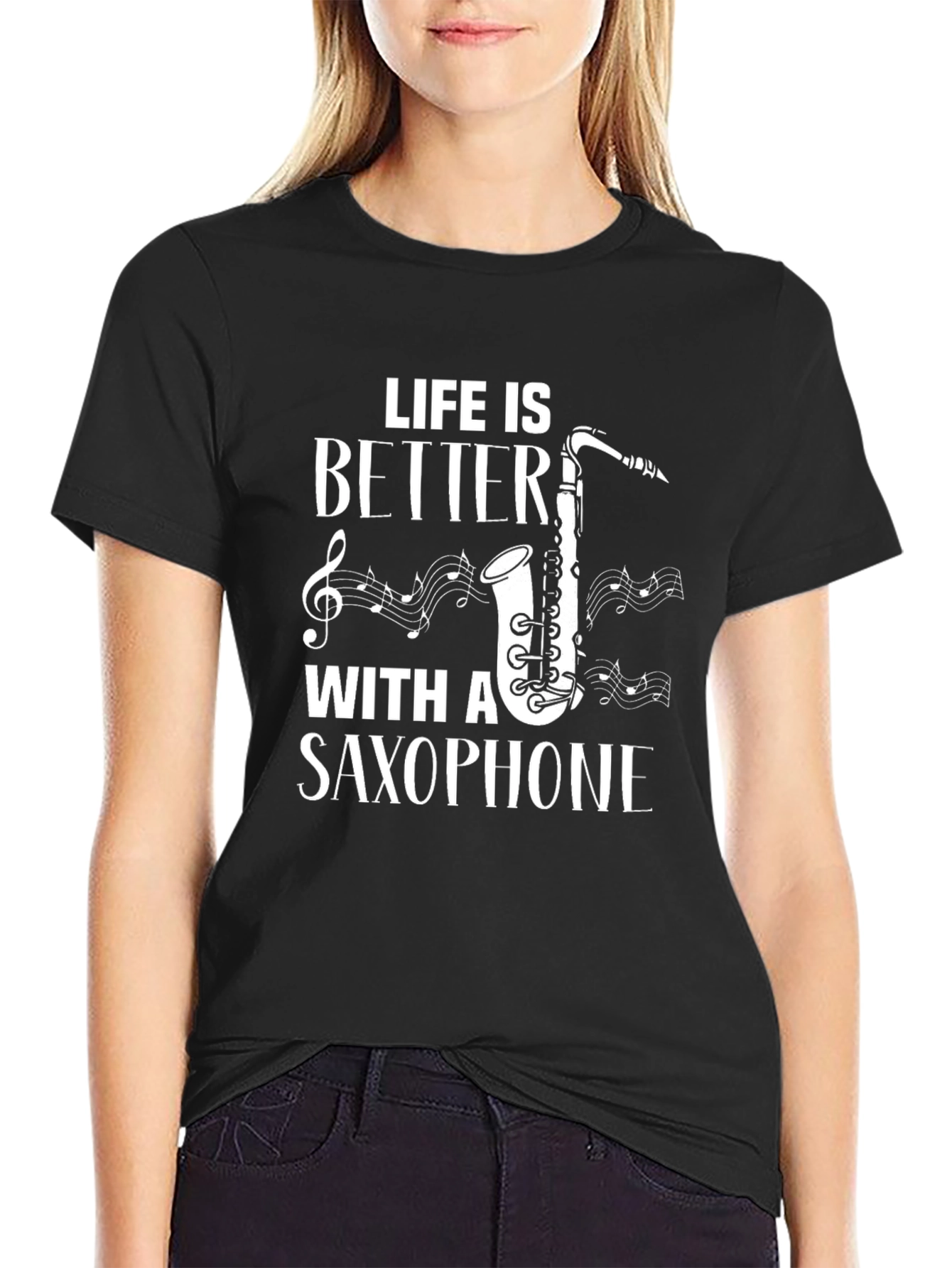 Life is Better with a Saxophone Black T-Shirt