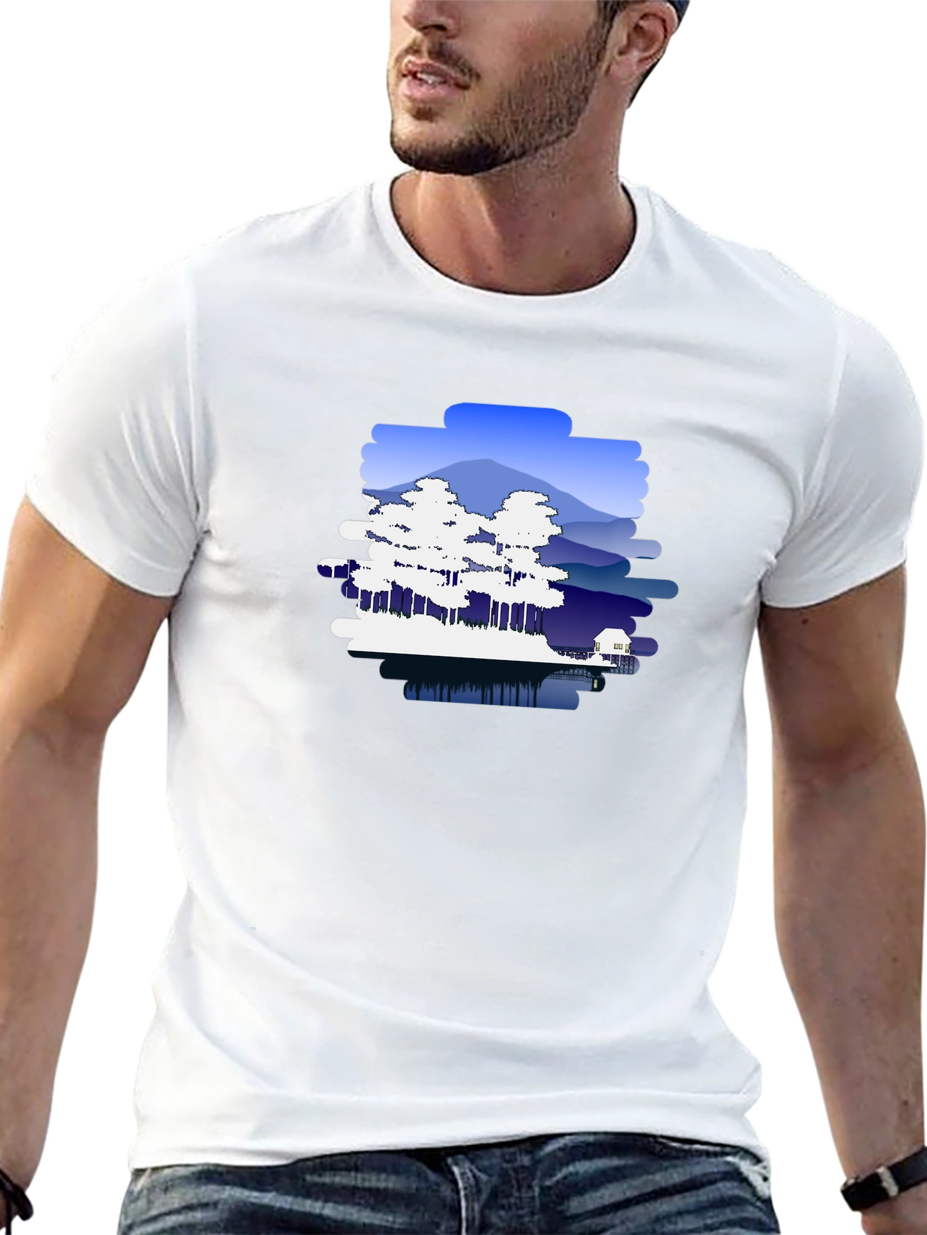 Nature Scene Graphic Black T-Shirt