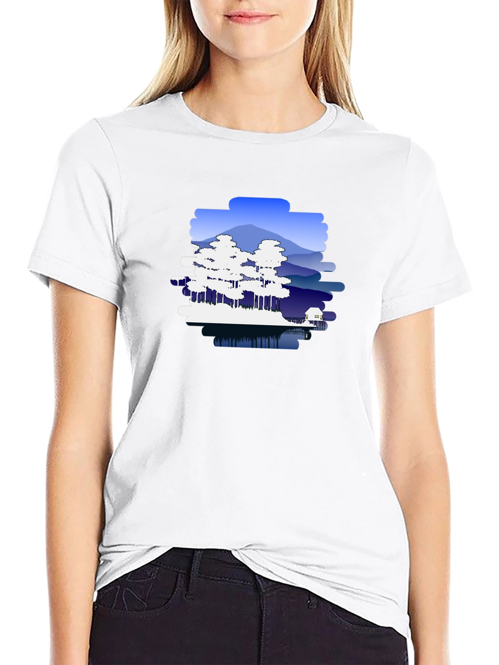 Nature Scene Graphic Black T-Shirt