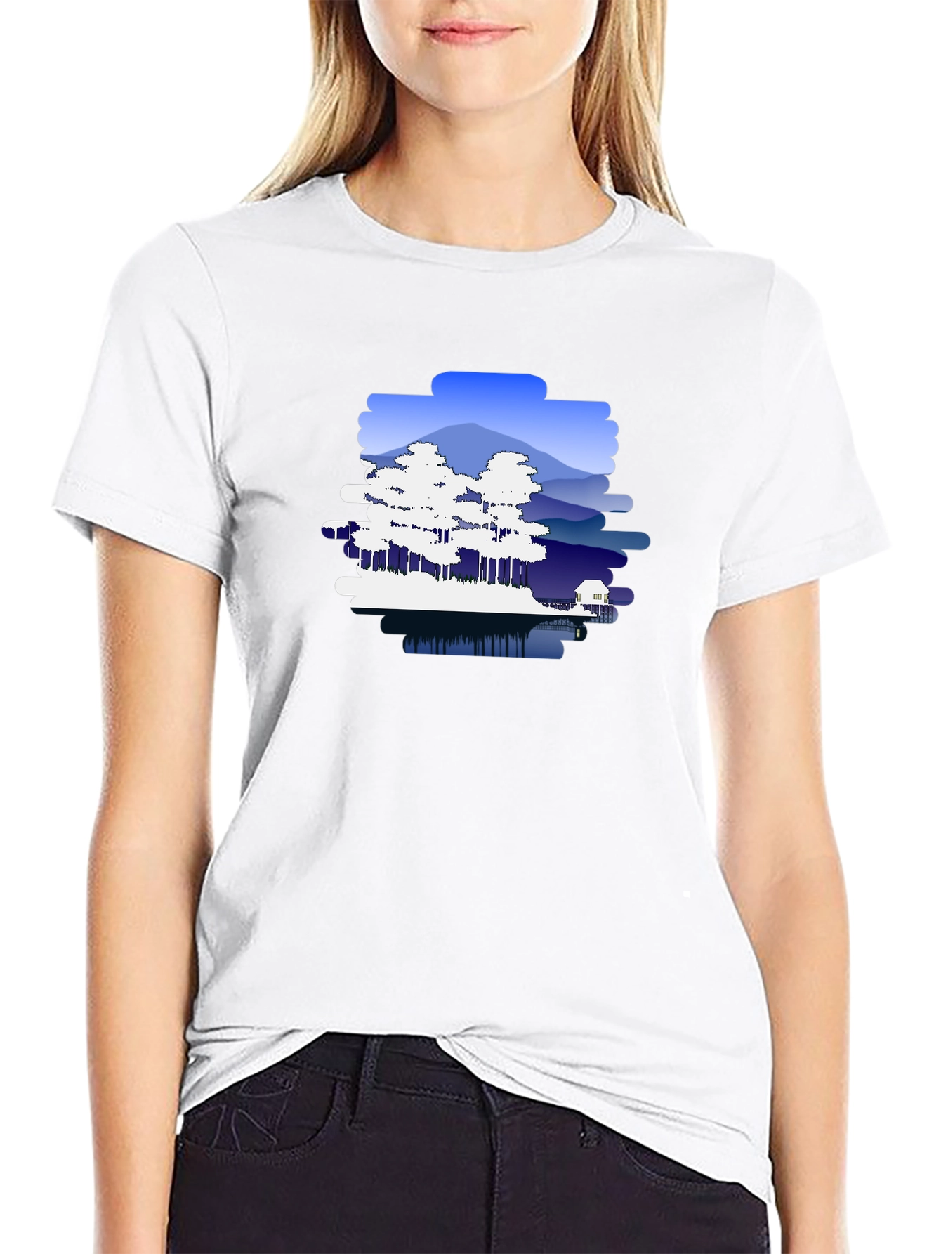 Nature Scene Graphic Black T-Shirt
