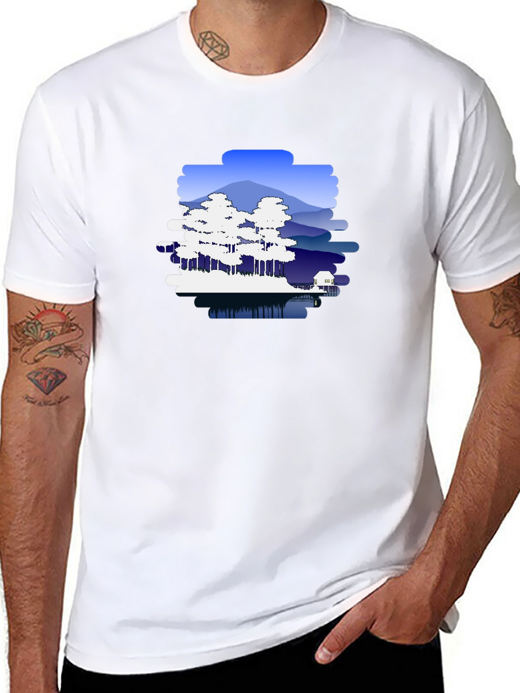 Nature Scene Graphic Black T-Shirt
