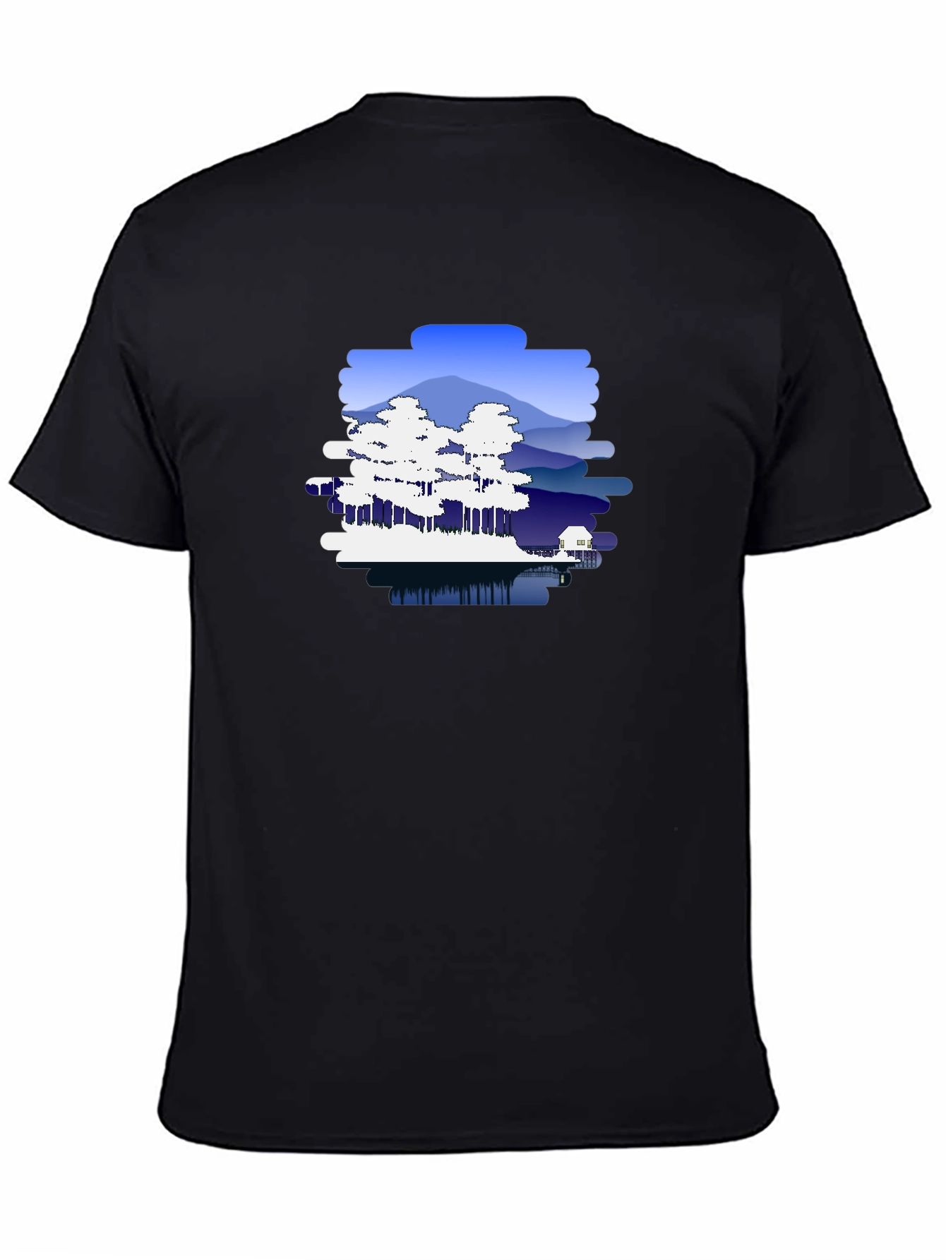 Nature Scene Graphic Black T-Shirt