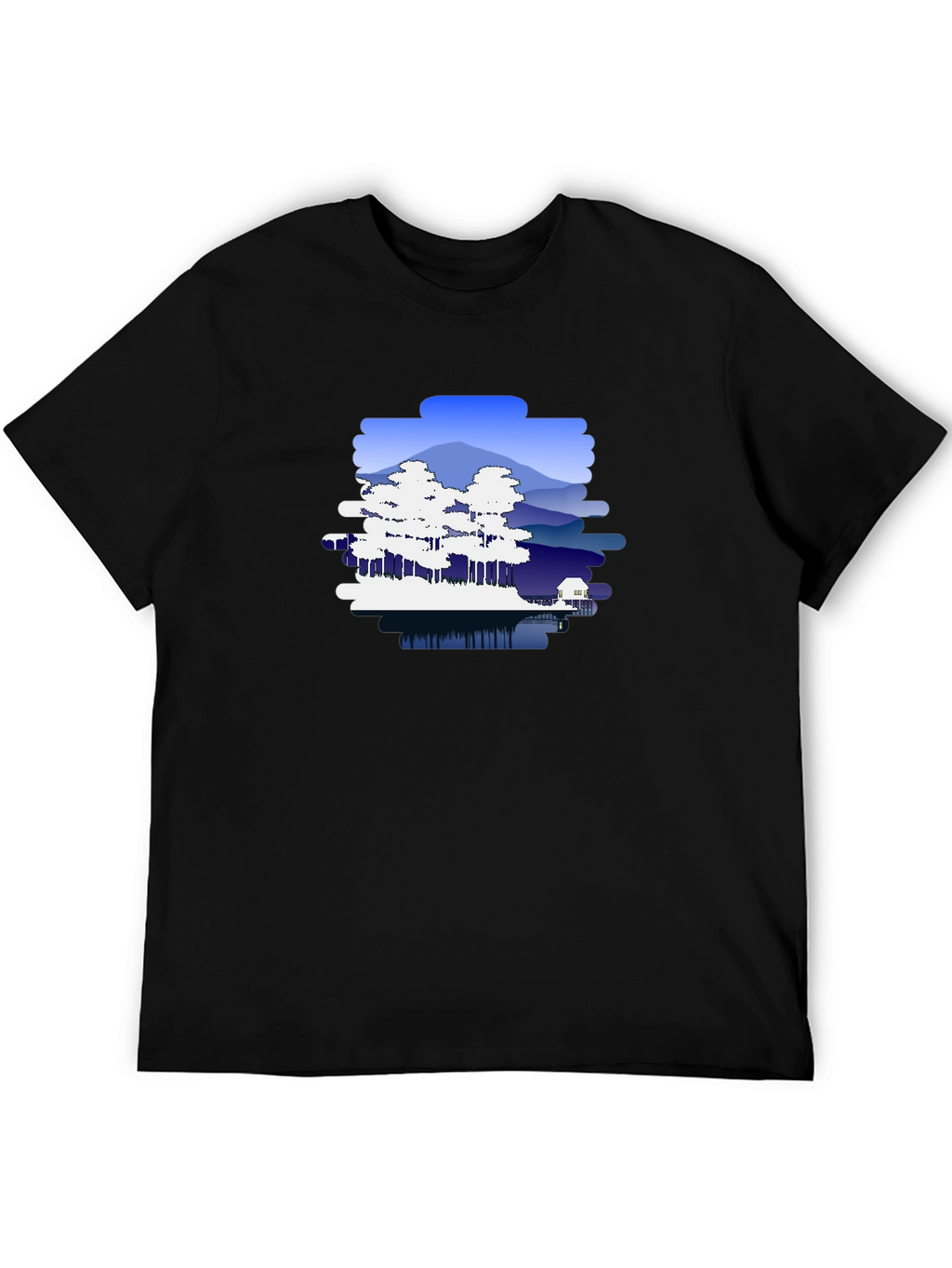 Nature Scene Graphic Black T-Shirt