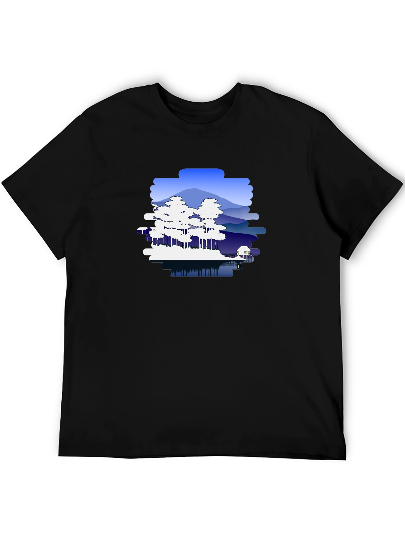 Nature Scene Graphic Black T-Shirt