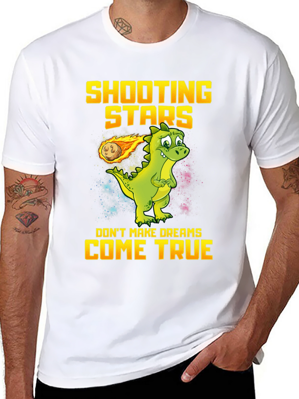 Shooting Stars Dinosaur Graphic T-Shirt