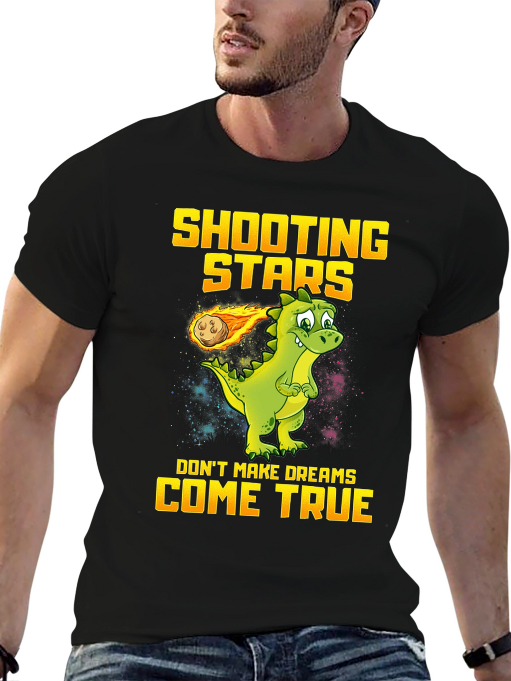 Shooting Stars Dinosaur Graphic T-Shirt