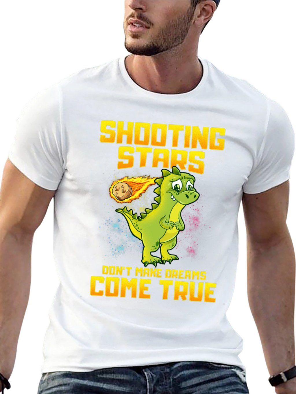 Shooting Stars Dinosaur Graphic T-Shirt