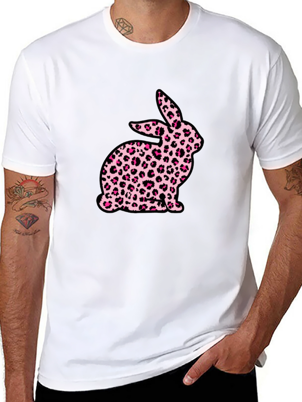 Leopard Print Bunny Graphic T-Shirt