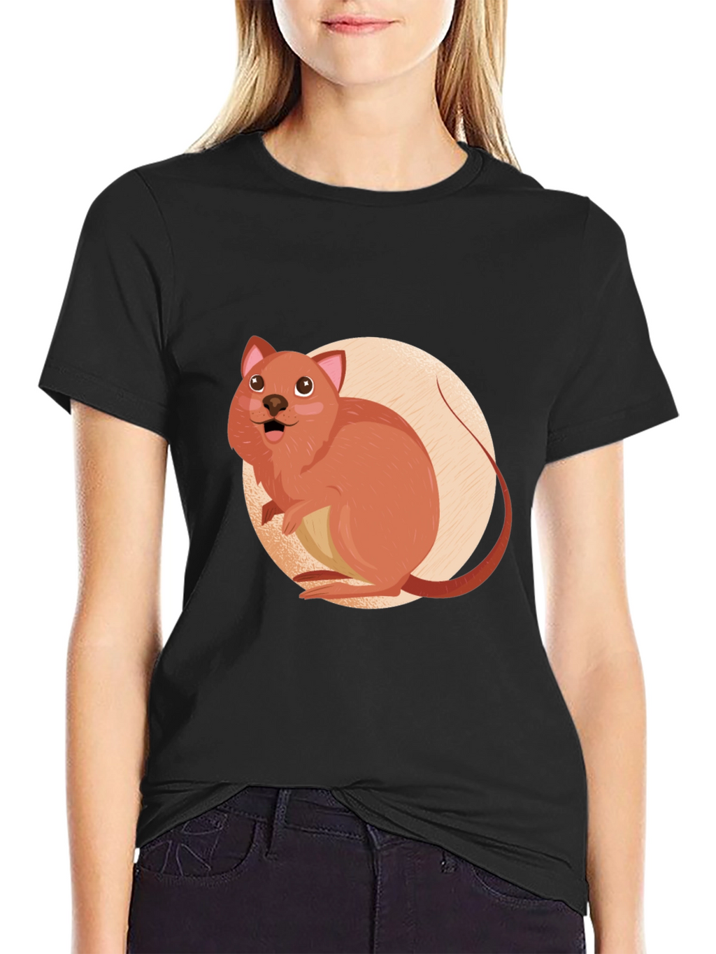 Cute Quokka T-Shirt - Black Cotton Tee