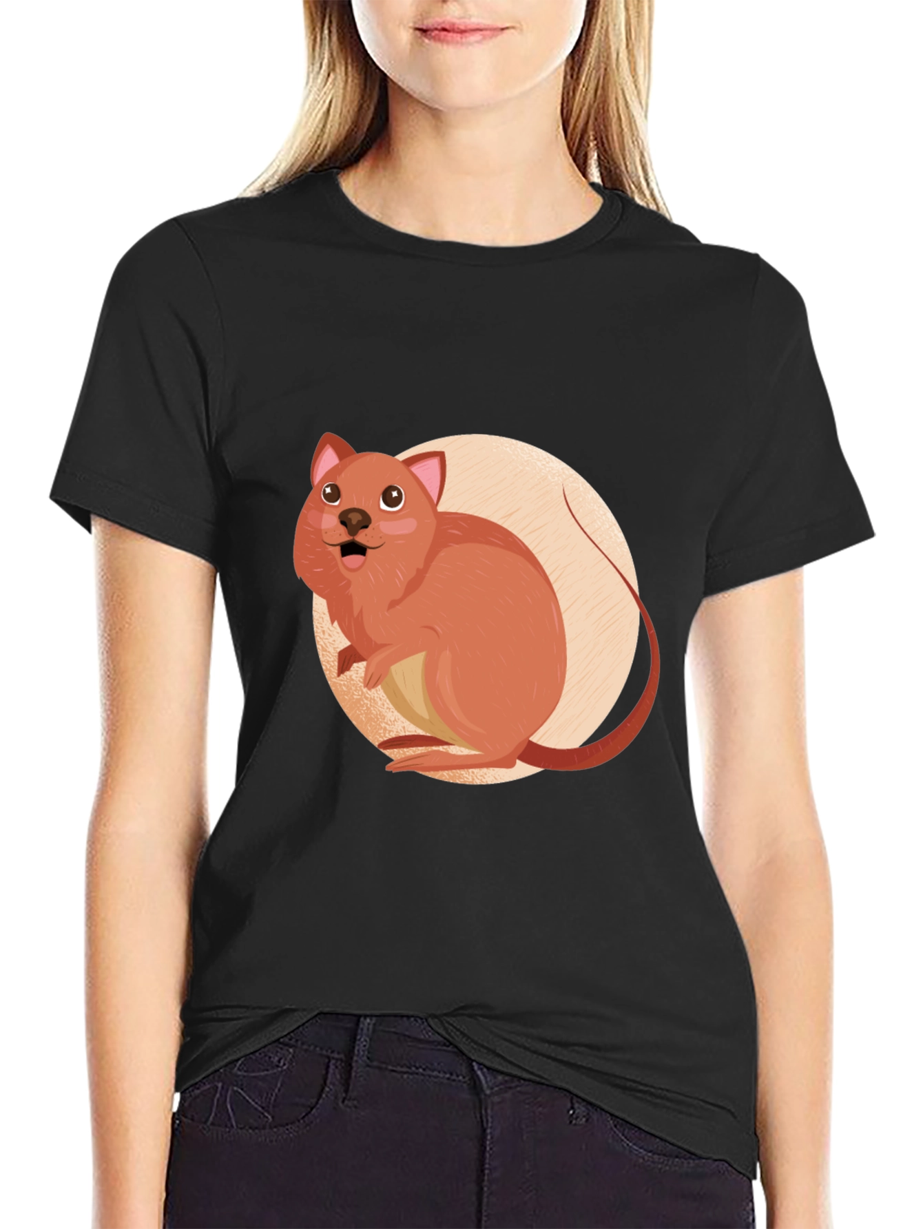Cute Quokka T-Shirt - Black Cotton Tee