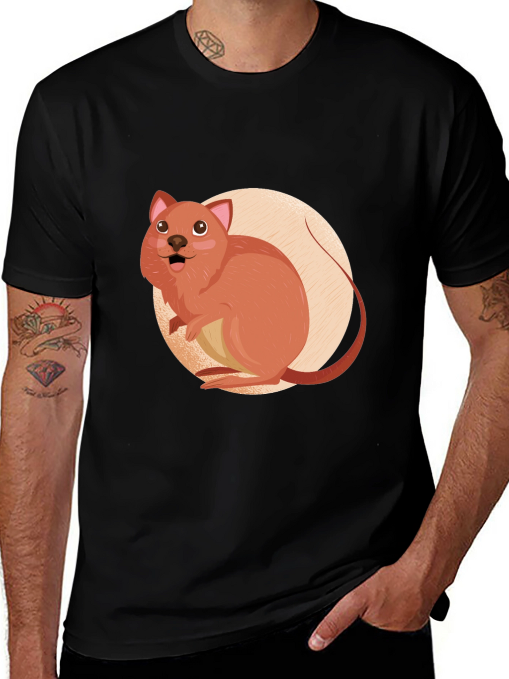 Cute Quokka T-Shirt - Black Cotton Tee