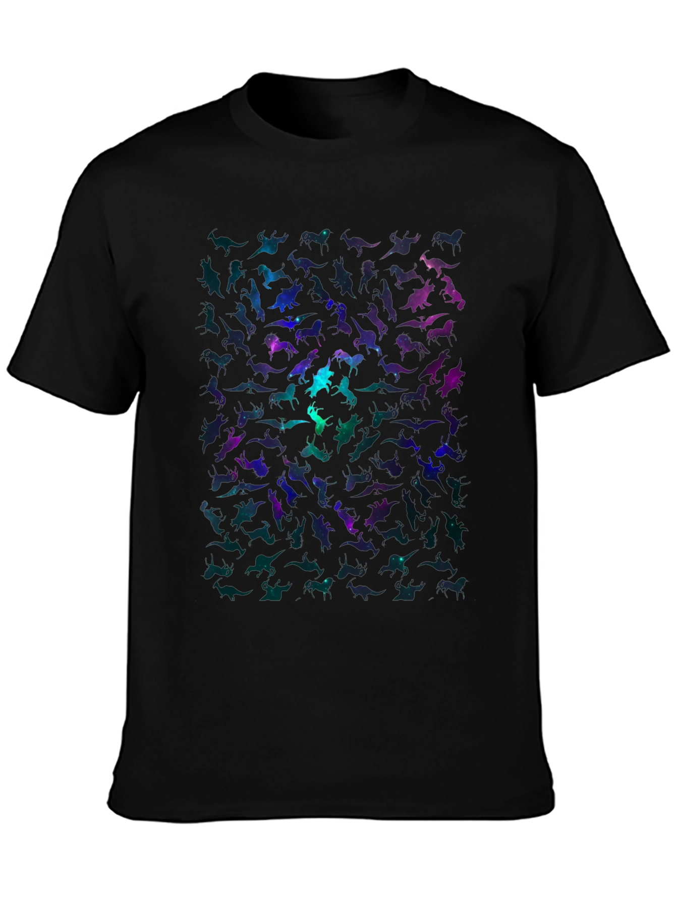 Galaxy Dinosaur Graphic Print Mens Black T-Shirt