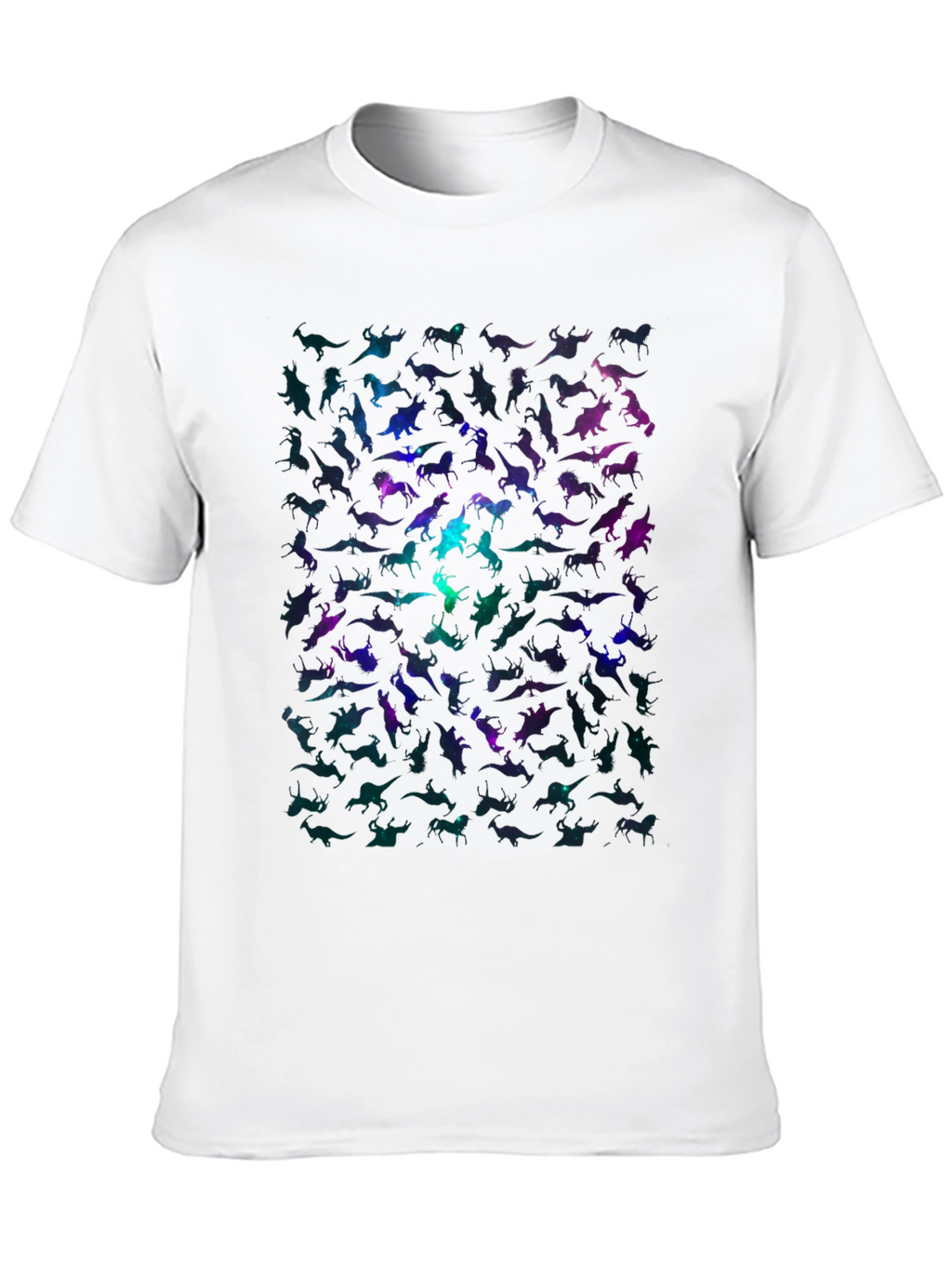 Galaxy Dinosaur Graphic Print Mens Black T-Shirt
