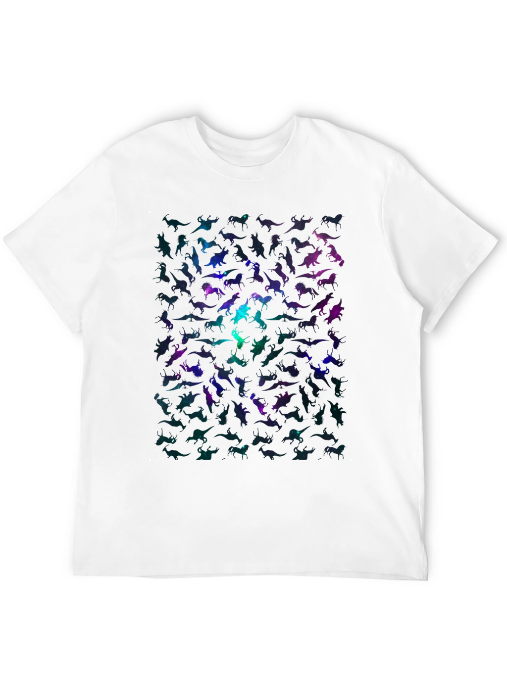 Galaxy Dinosaur Graphic Print Mens Black T-Shirt