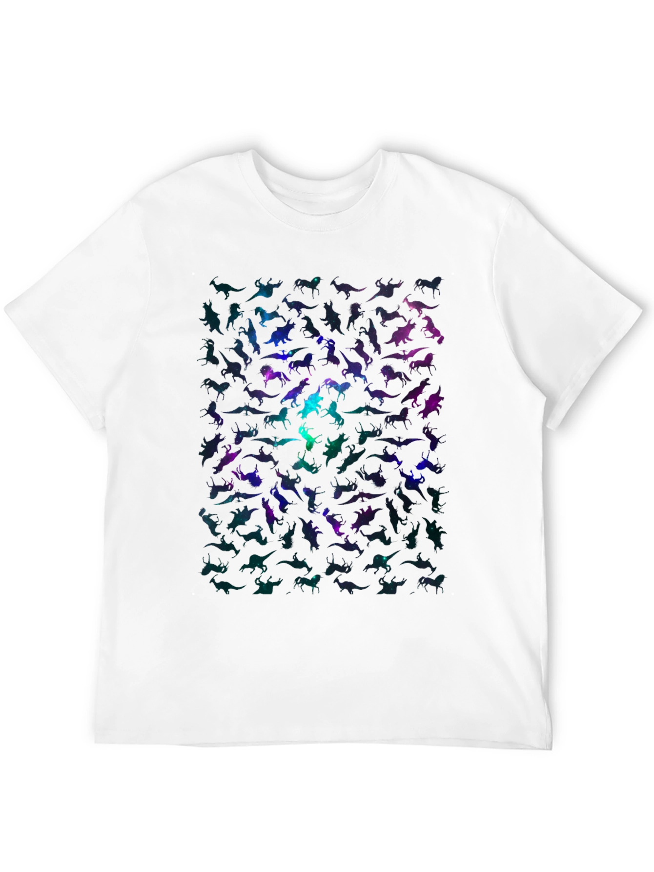 Galaxy Dinosaur Graphic Print Mens Black T-Shirt