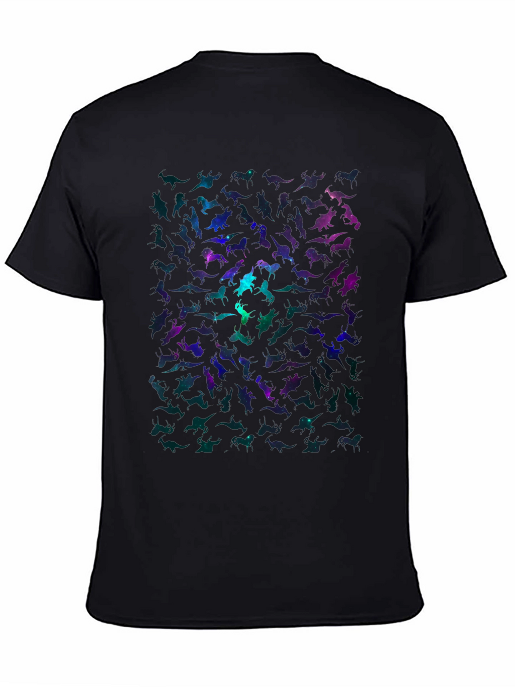 Galaxy Dinosaur Graphic Print Mens Black T-Shirt