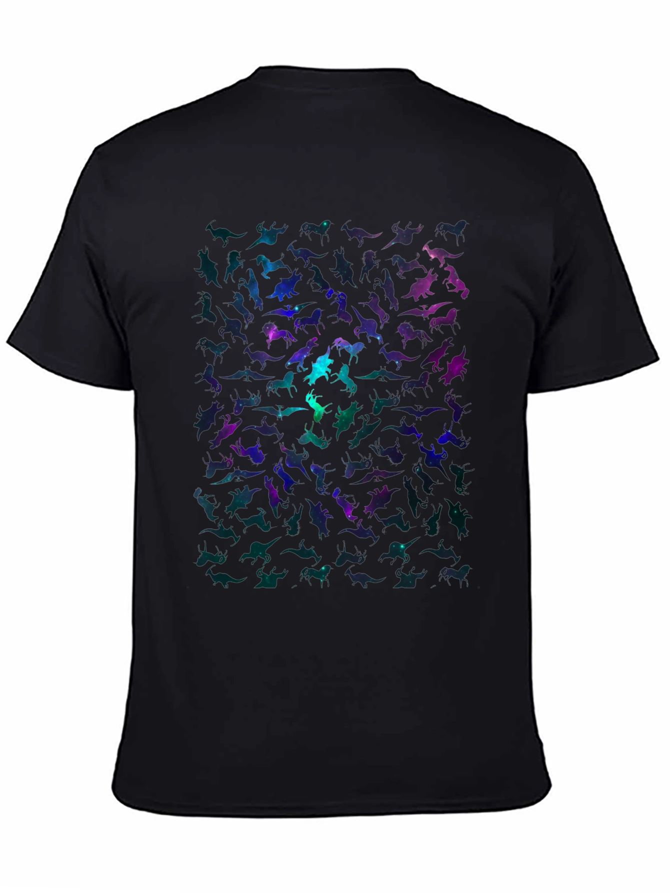 Galaxy Dinosaur Graphic Print Mens Black T-Shirt