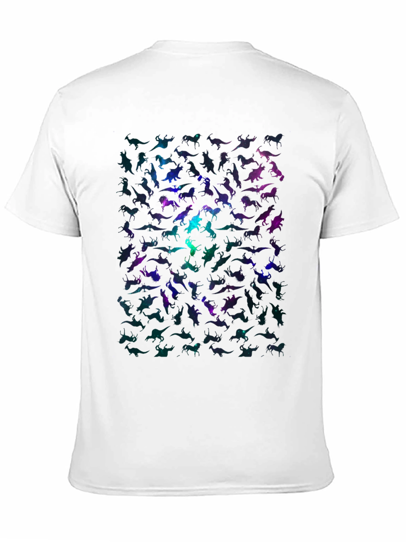 Galaxy Dinosaur Graphic Print Mens Black T-Shirt