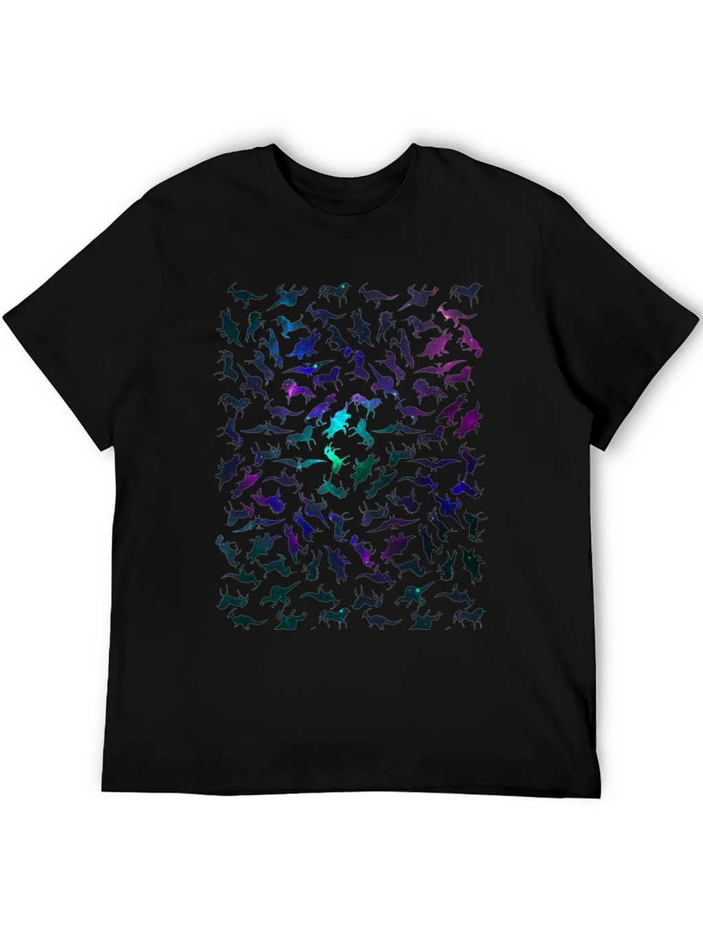 Galaxy Dinosaur Graphic Print Mens Black T-Shirt