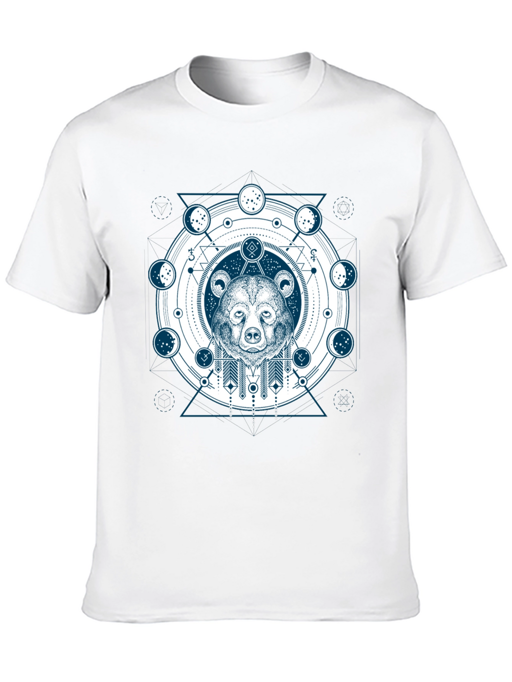 Geometric Bear Graphic Print T-Shirt