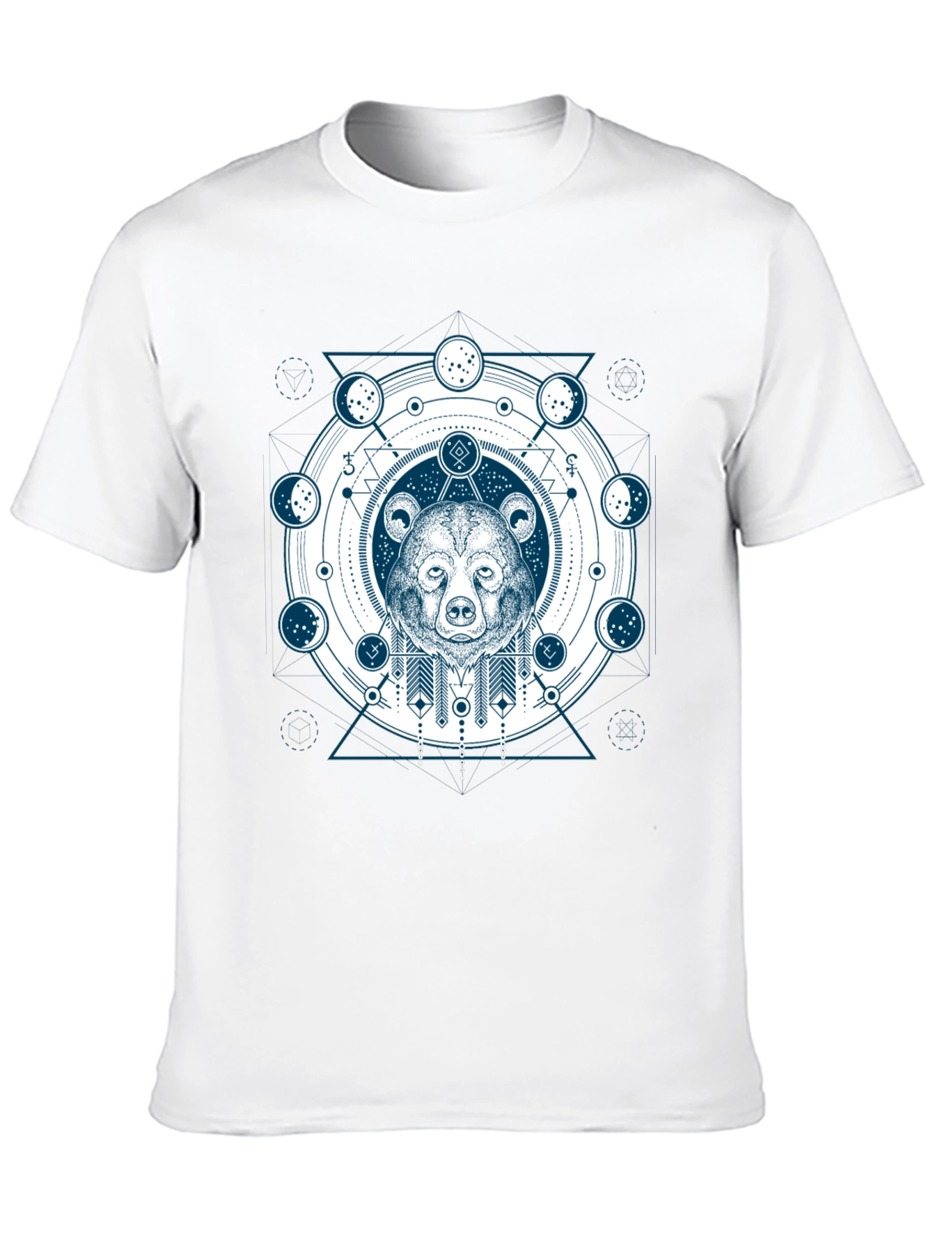 Geometric Bear Graphic Print T-Shirt