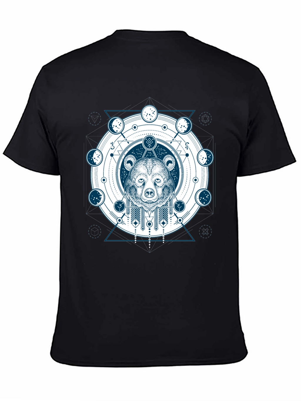 Geometric Bear Graphic Print T-Shirt