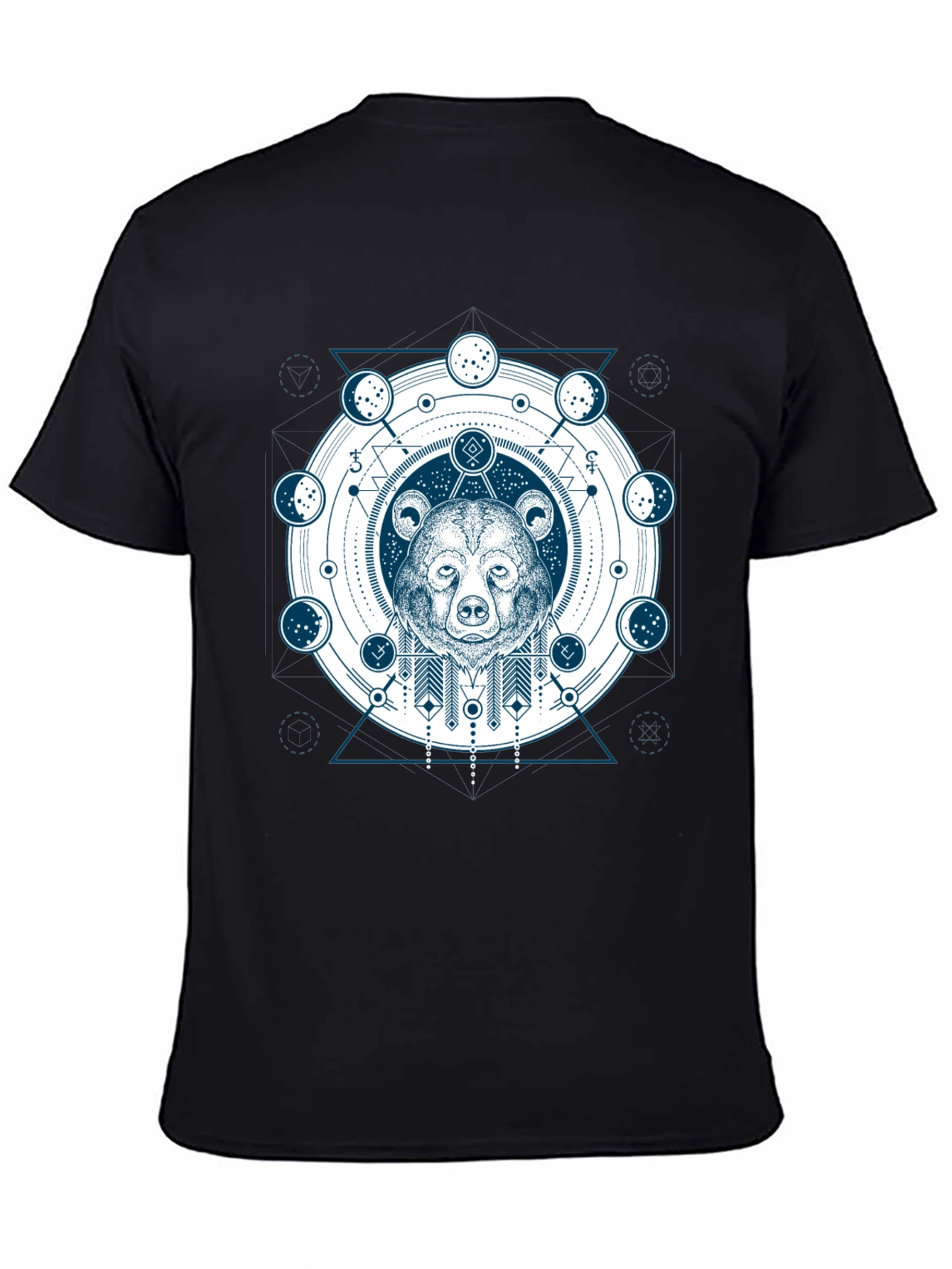 Geometric Bear Graphic Print T-Shirt