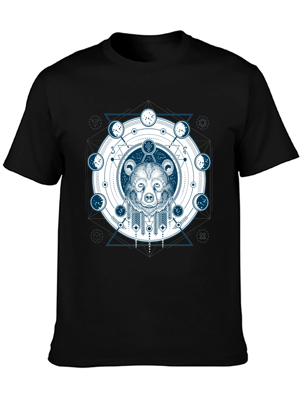 Geometric Bear Graphic Print T-Shirt