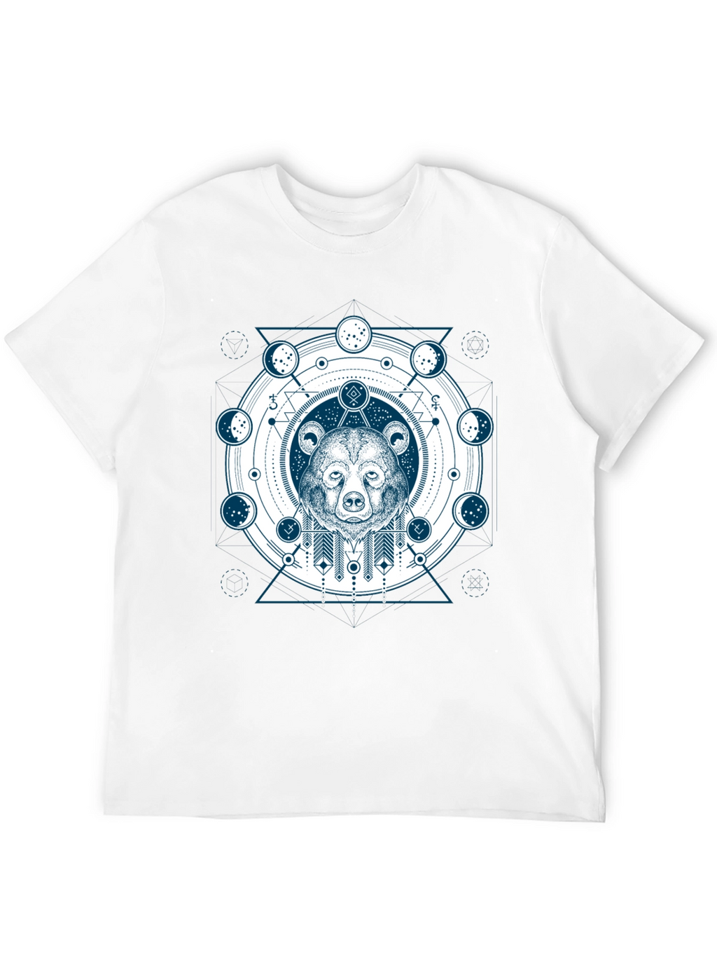 Geometric Bear Graphic Print T-Shirt