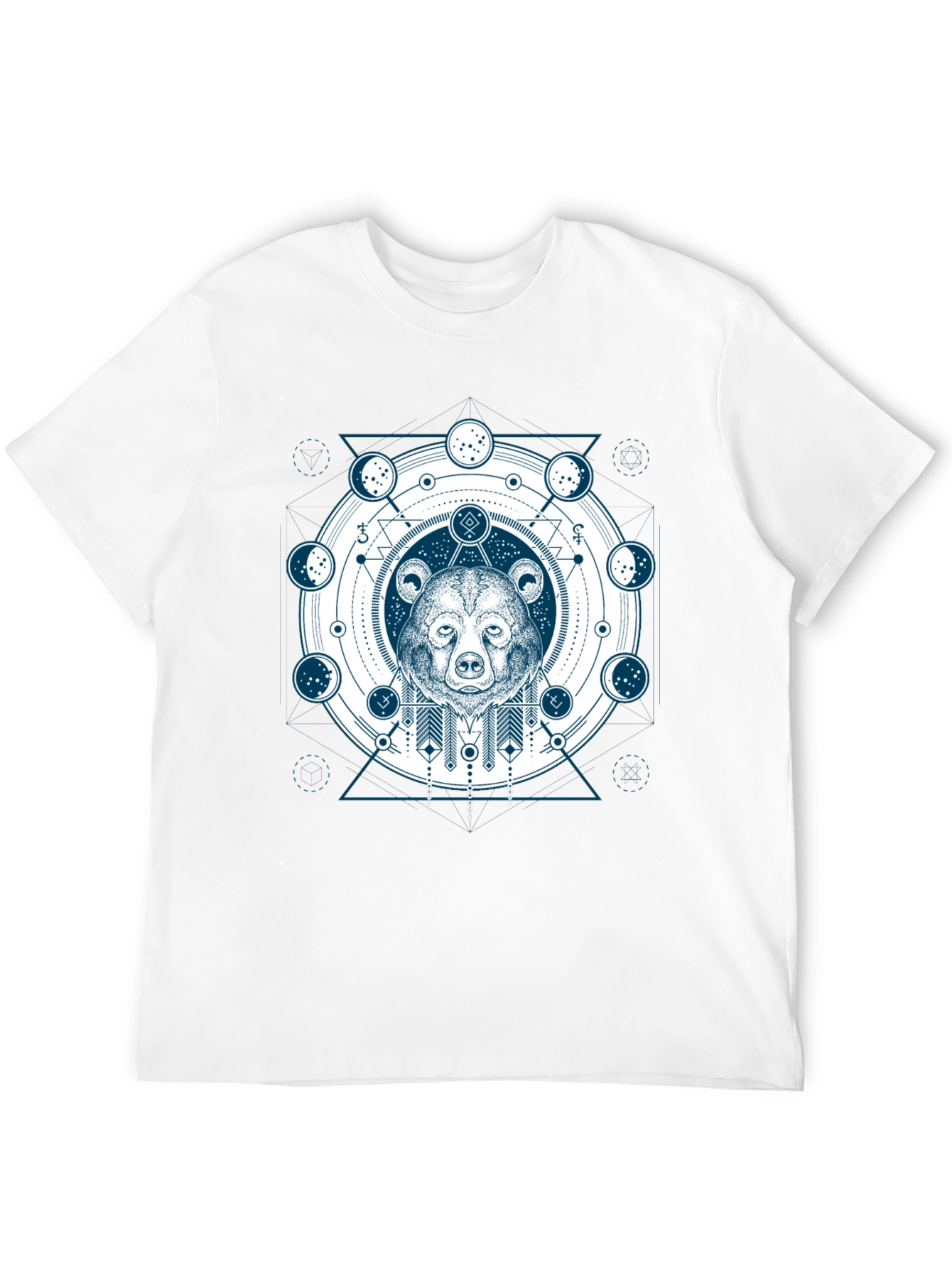 Geometric Bear Graphic Print T-Shirt