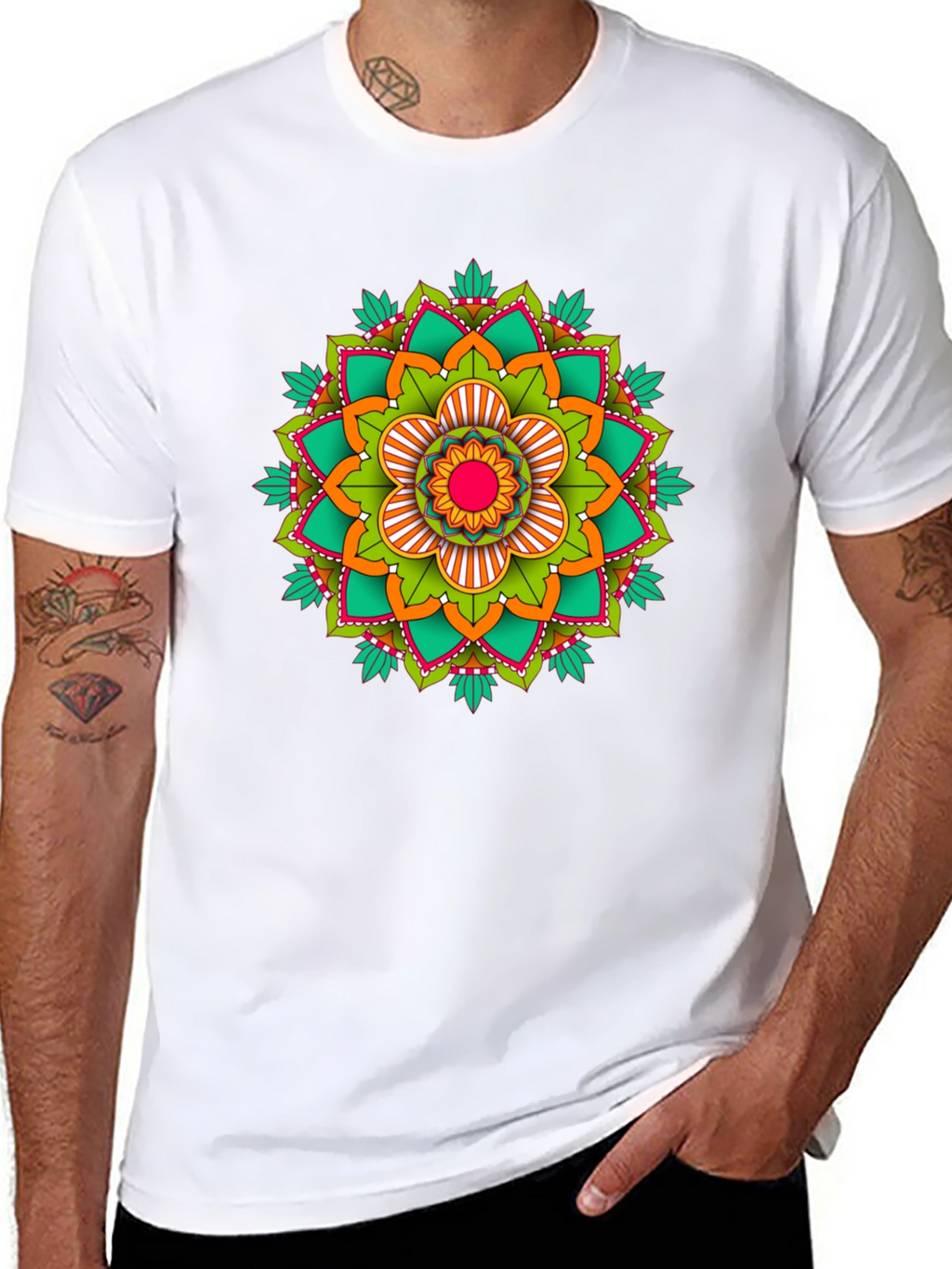 Mandala Graphic Print Black T-Shirt