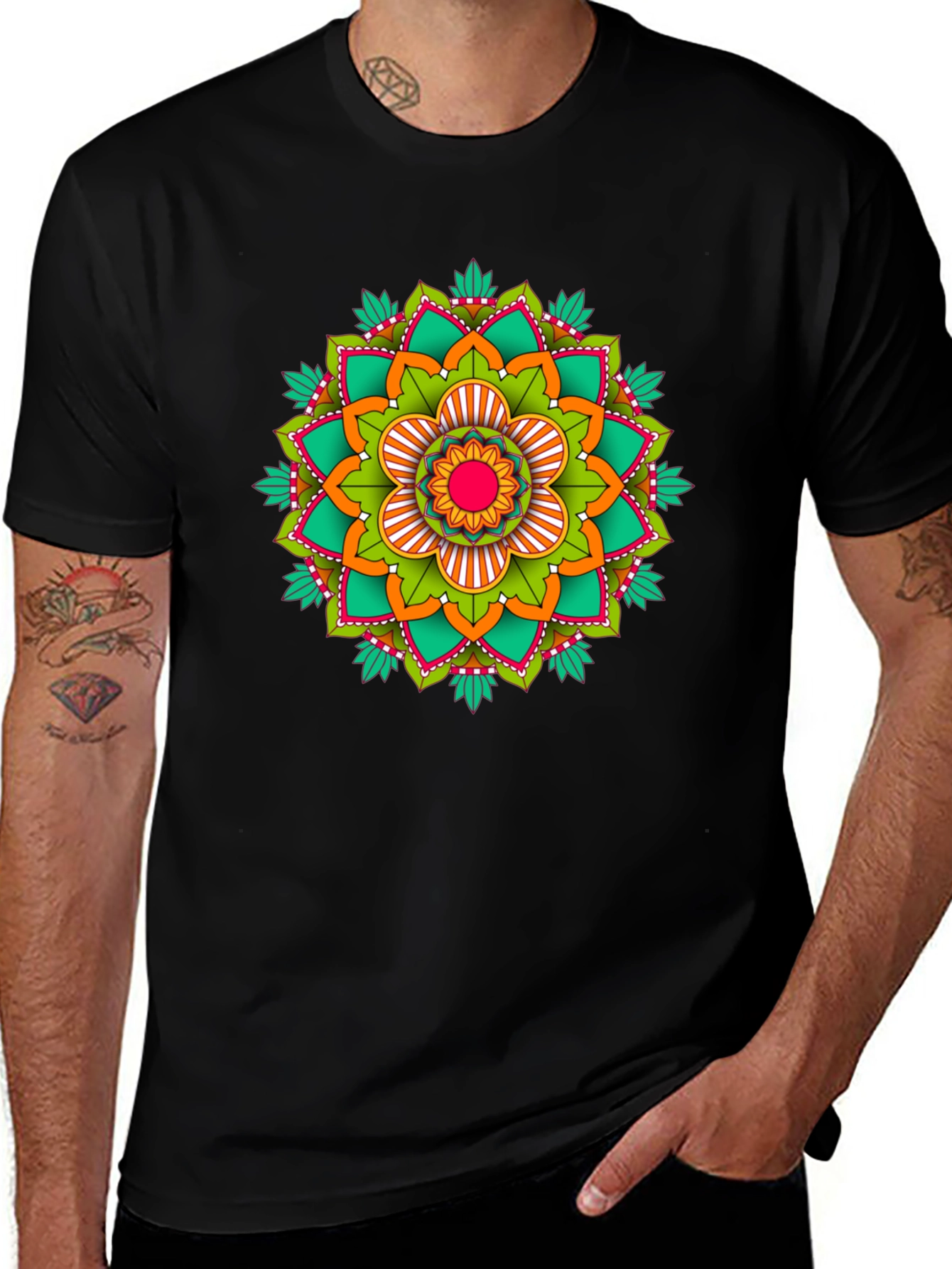 Mandala Graphic Print Black T-Shirt
