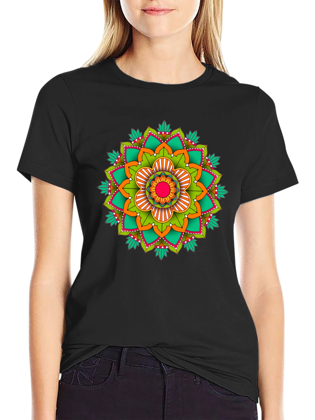 Mandala Graphic Print Black T-Shirt