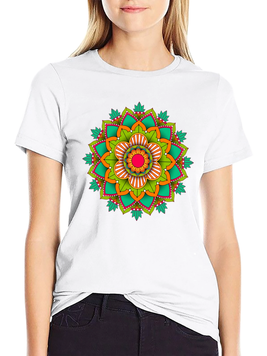 Mandala Graphic Print Black T-Shirt