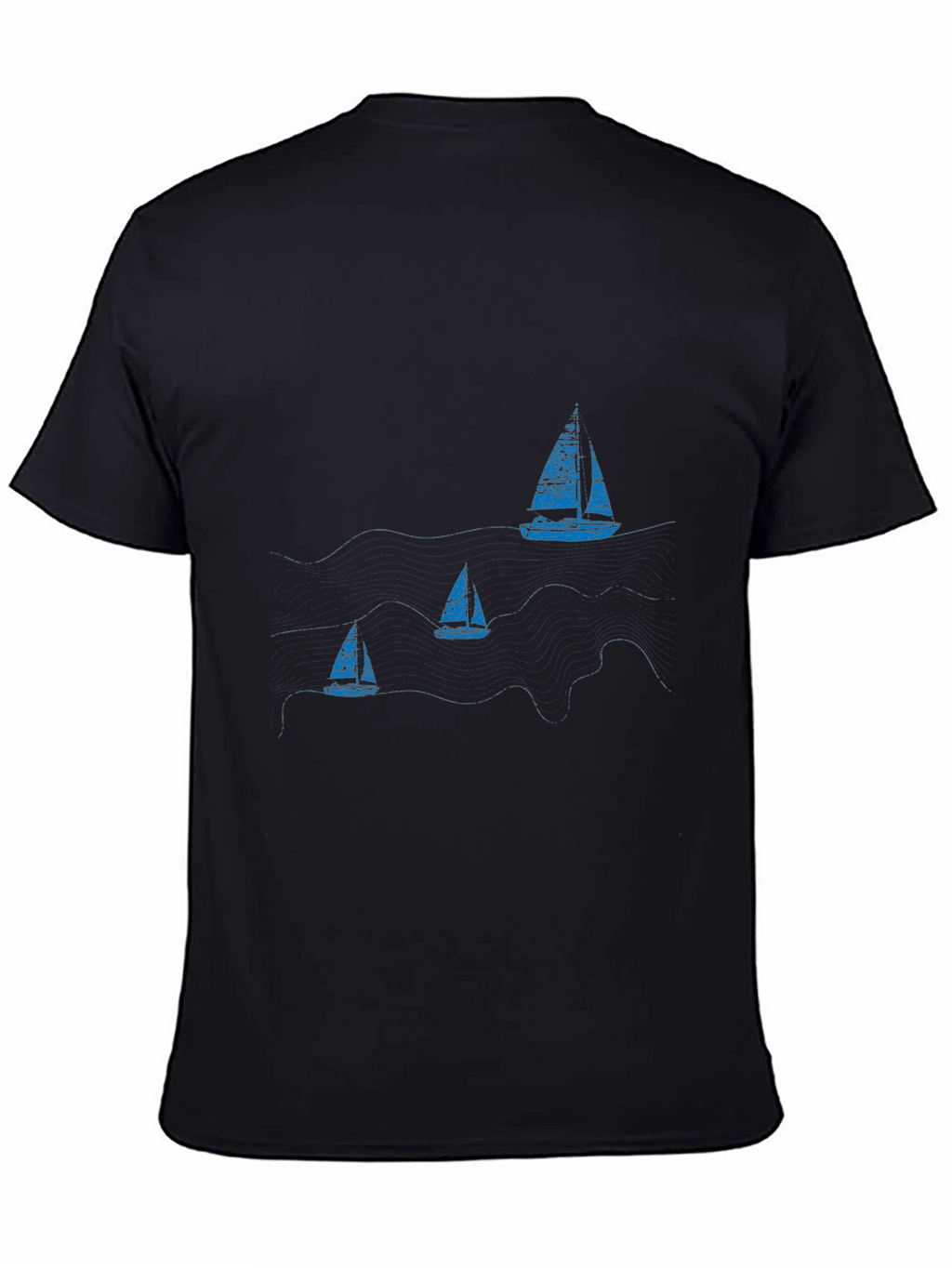 Nautical Sailboat Graphic Black T-Shirt