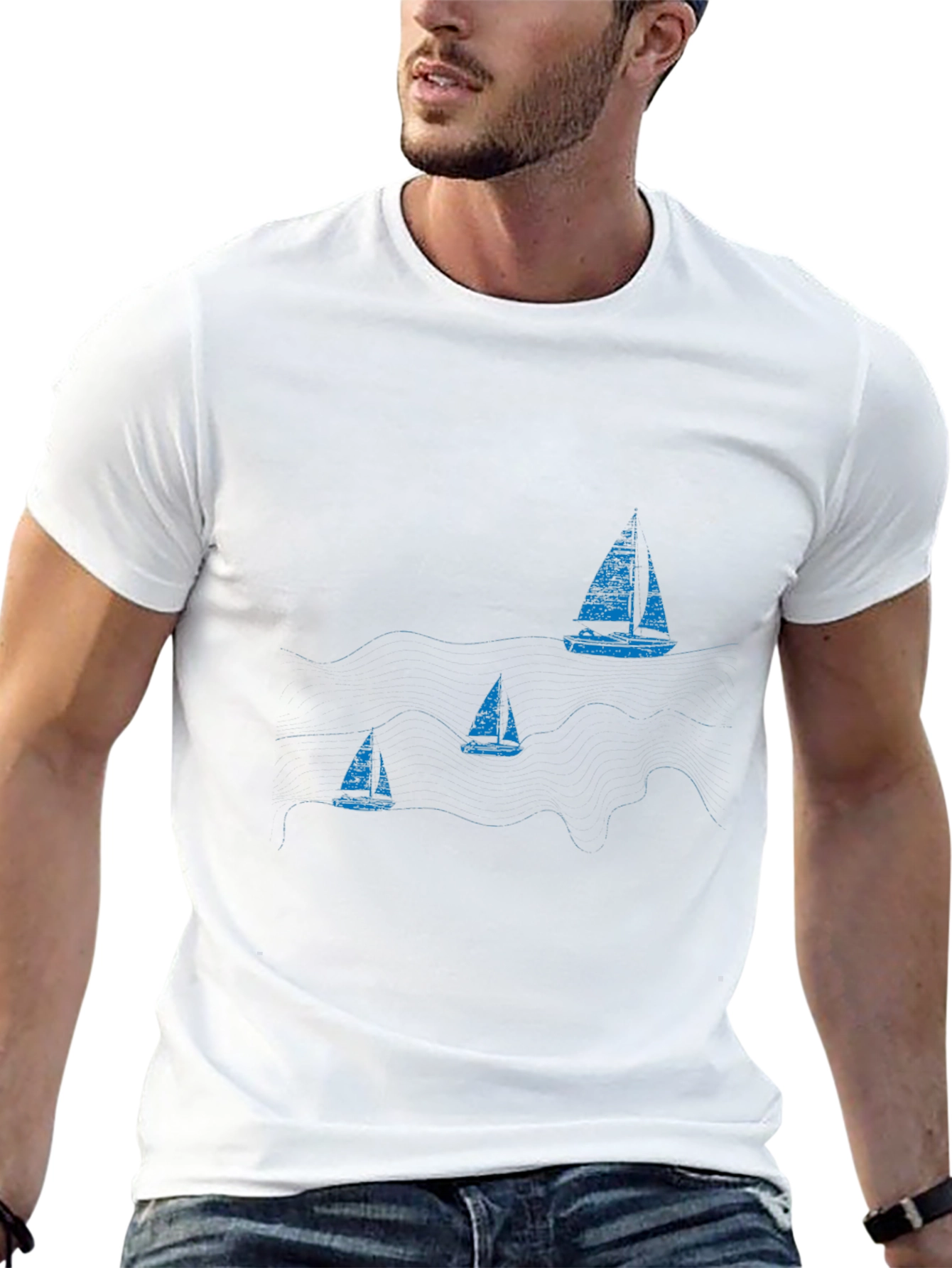 Nautical Sailboat Graphic Black T-Shirt